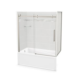 Ensemble de bain-douche 5 pièces Utile de MAAX nickel brossé/Origin Arctik 60 po x 30 po x 81 po drain à gauche