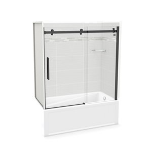 Ensemble de bain-douche 5 pièces Utile par MAAX noir mat/Origin Arctik de 60 po x 30 po x 81 po drain à droite