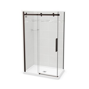 Ensemble de douche en coin 5 pièces Utile par MAAX Origin Arctik/bronze foncé 48 po x 32 po x 84 po drain central