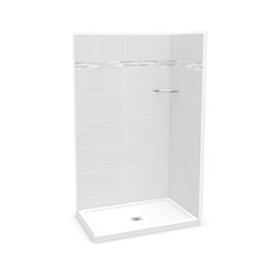 Ensemble de douche en coin Utile par MAAX rectangulaire Origin Arctik de 48 po x 32 po x 84 po, drain central, 3 pièces