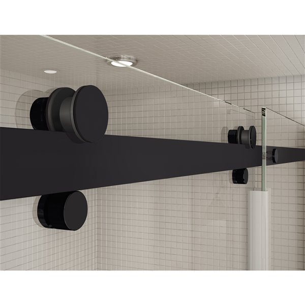 MAAX Utile 60-in x 30-in x 81-in 5-Piece Matte Black/Origin Arctik Bathtub Shower Kit with Left Drain