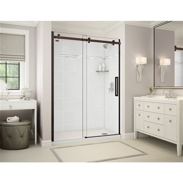 MAAX Utile 60-in x 32-in x 84-in 4-Piece Origin Arctik Alcove Shower Kit with Right Drain