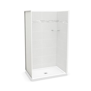 MAAX Utile 48-in x 32-in x 84-in 4-Piece Origin Arctik Alcove Shower Kit with Centre Drain