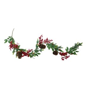 Northlight Pine Springs Berries and Pine Cones Artificial Christmas Garland - Unlit - 5-ft x 4.75-in - Green