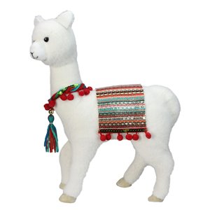 Northlight White 14-in Plush Bohemian Standing Llama Christmas Tabletop Decoration
