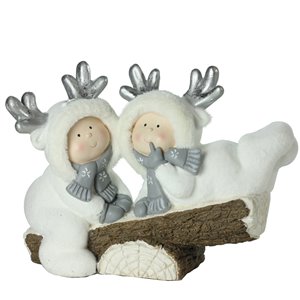 Northlight Silver 14-in Winter Smiling Chidren on Seesaw Christmas Tabletop Decoration