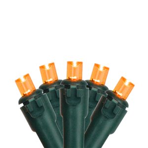 Northlight 50-Count Constant Orange LED Electrical-Outlet Indoor/Outdoor 16.25-ft Christmas String Lights