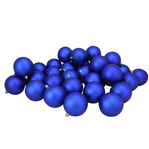 Northlight Shatterproof Matte Christmas Ball Ornaments - 3.25-in - Royal Blue - 32 Piece