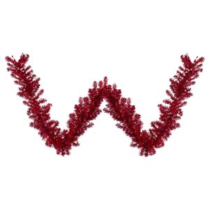 Northlight Metallic Tinsel Artificial Christmas Garland - Unlit - 9-ft x 12-in - Red