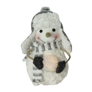 Northlight White 10-in Snowman Holding a Lighted Snowball Christmas Tabletop Decoration