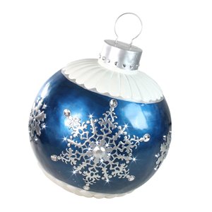 Northlight LED Lighted Ball Christmas Ornament with Snowflake Outdoor Decoration - 37-in - Blue