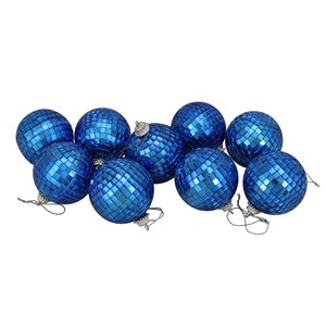 Northlight Blue Mirrored Disco Christmas Ball Ornaments - 2.5-in - Peacock Blue - 9 Piece