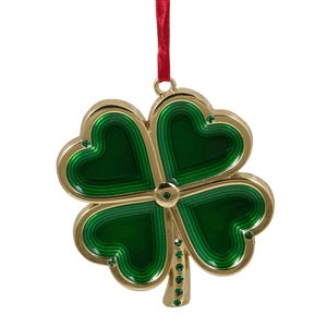 Northlight Luck of the Irish Clover with Crystals Christmas Ornament - 3.25-in - Green and Gold