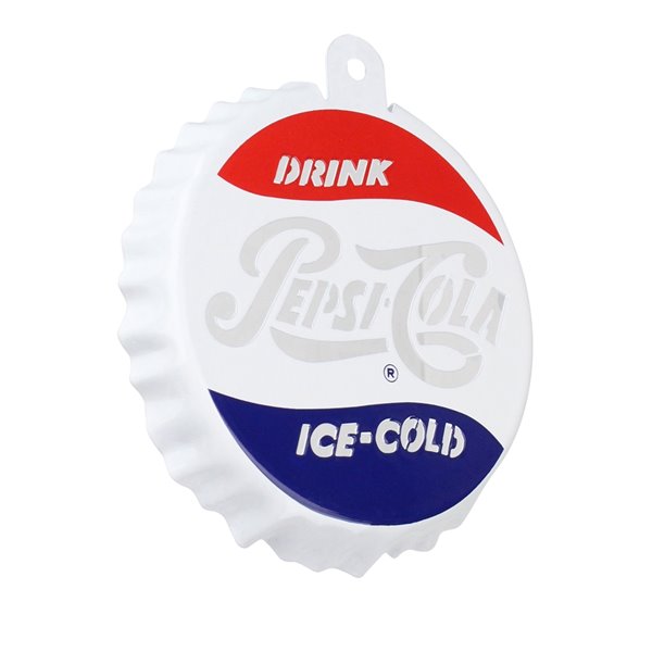 Northlight Pepsi-Cola Bottle Cap Logo Cut-Out Christmas Ornament - 3.25-in - White and Blue