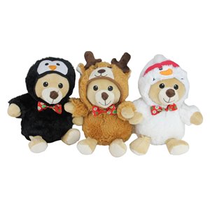 Northlight Set of 3 Brown and Black 8-in Teddy Bear Stuffed Animal Christmas Tabletop Decoration