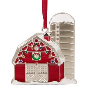 Northlight Barn House with Crystals Christmas Ornament - 3.5-in - Red and White