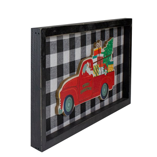 Northlight 8 In Black And White Buffalo Paid Santa Farm Truck Christmas Wall Art Plaque 34308711 Rona