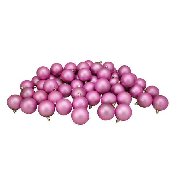 Northlight Shatterproof Matte Christmas Ball Ornaments - 2.5-in - Bubblegum Pink - 60 Piece