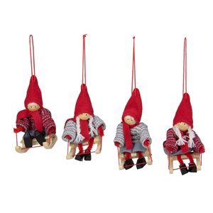 Northlight Holiday Kids on Sleds Christmas Ornament - Red and Gray