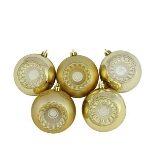 Northlight Retro Reflector Shatterproof Christmas Ball Ornaments - 3.25-in - Gold - 5 Piece