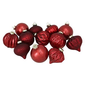 Northlight Contemporary Christmas Ornaments - 3.75-in - Red and Gold - 12 Piece