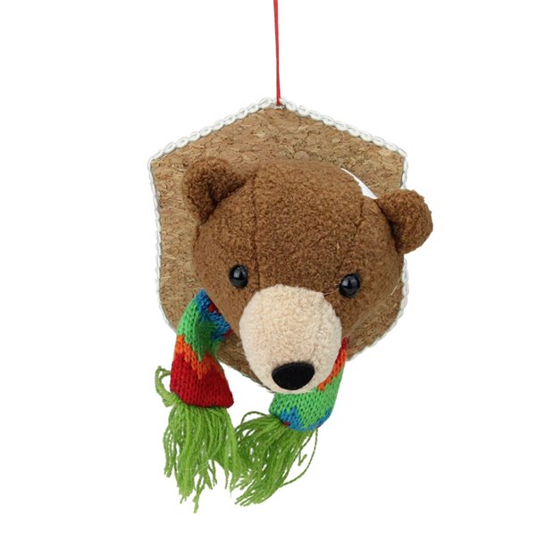 Northlight Stuffed Bear Head Plaque Christmas Ornament - 5-in - Brown ...