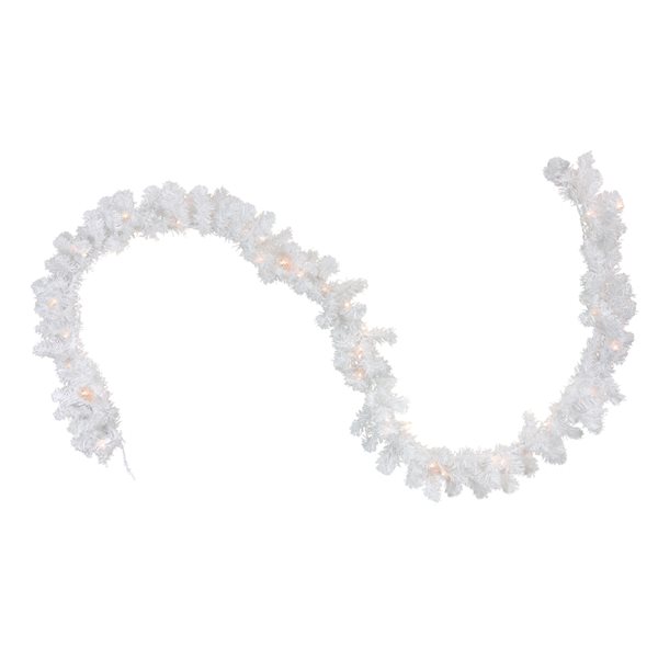 Northlight Pre-Lit Artificial Christmas Garland - Clear Lights - 9-ft x 12-in - Snow White