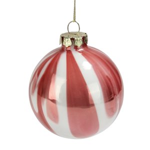 Northlight Marbled Glass Ball Christmas Ornament - 3-in - Pink and White