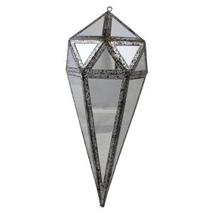Northlight Mirrored Geometric Framed Drop Christmas Ornament - 10.5-in - Silver and Clear