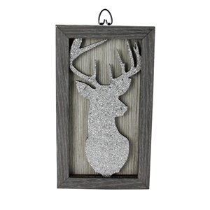 Northlight 10.25-in Silver Glittered Buck Silhouette Christmas Wall Art