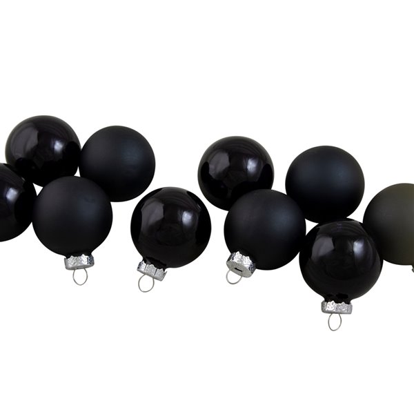 Northlight Shiny and Matte Glass Ball Christmas Ornaments - 1.75-in - Black - 10 Piece