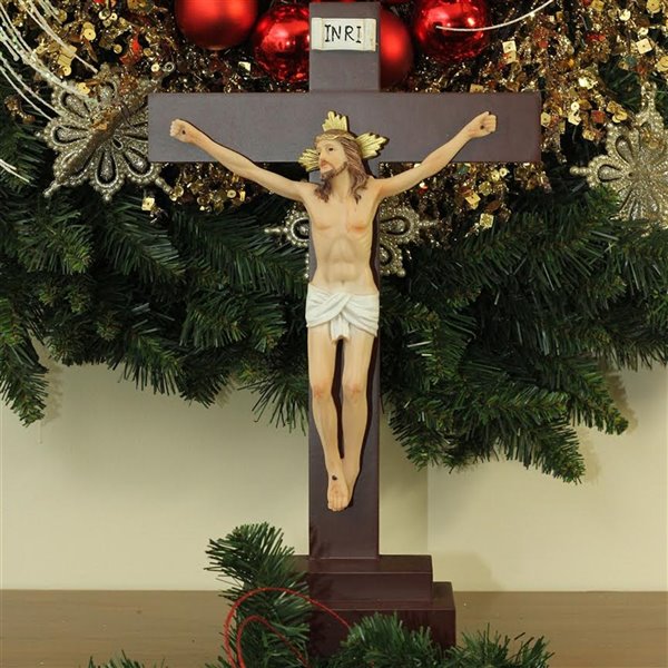 Northlight Brown 14.5-in Jesus on a Crucifix Christmas Figurine