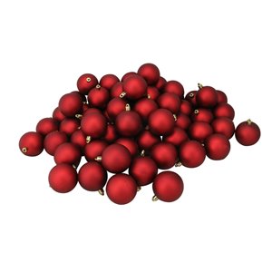 Northlight Shatterproof Matte Christmas Ball Ornaments - 2.5-in - Red - 60 Piece