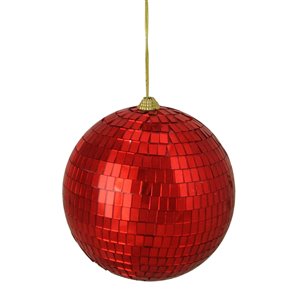 Northlight Disco Shatterproof Mirrored Christmas Ball Ornament - 5.5-in - Red
