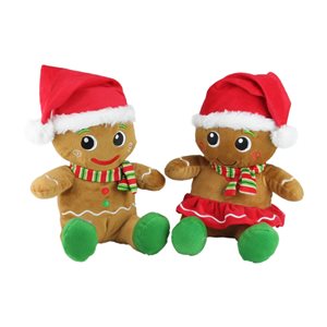 Northlight Set of 2 Brown 11-in Plush Sitting Gingerbread Christmas Figurine