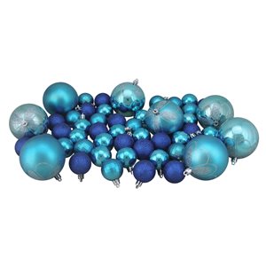 Northlight Shatterproof 4-Finish Christmas Ornaments - 5.5-in - Peacock Blue - 125-Piece