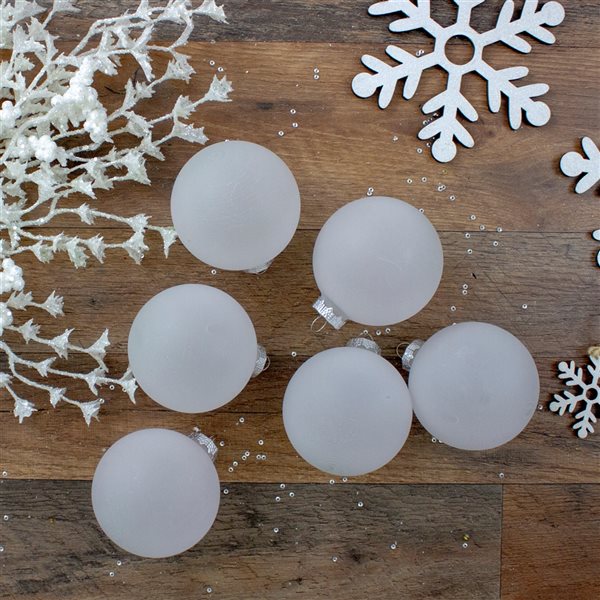 White frosted deals glass ball ornaments