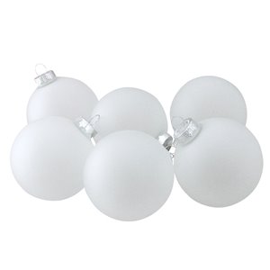 Northlight Matte Frosted Glass Christmas Ball Ornaments - 3.25-in - White and Silver - 6 Piece