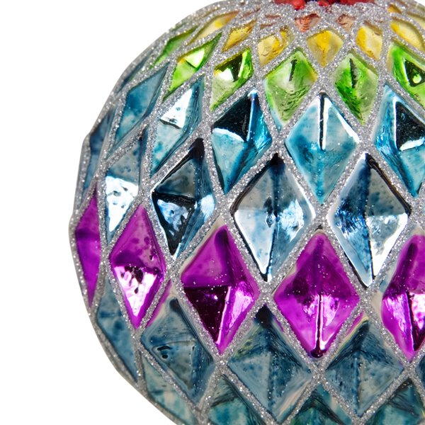 Northlight 2-Finish Vibrantly Colored Harlequin Glass Christmas Ball Ornament - 3.75-in