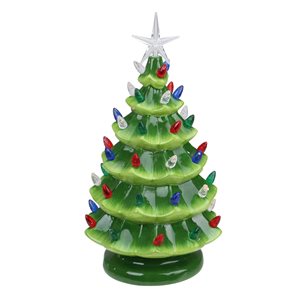 Northlight Green 12.5-in LED Lighted Christmas Tree with Star Topper Tabletop Decoration