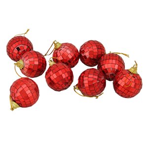 Northlight Mirrored Glass Disco Christmas Ball Ornaments 1.5-in - Red - 9 Piece