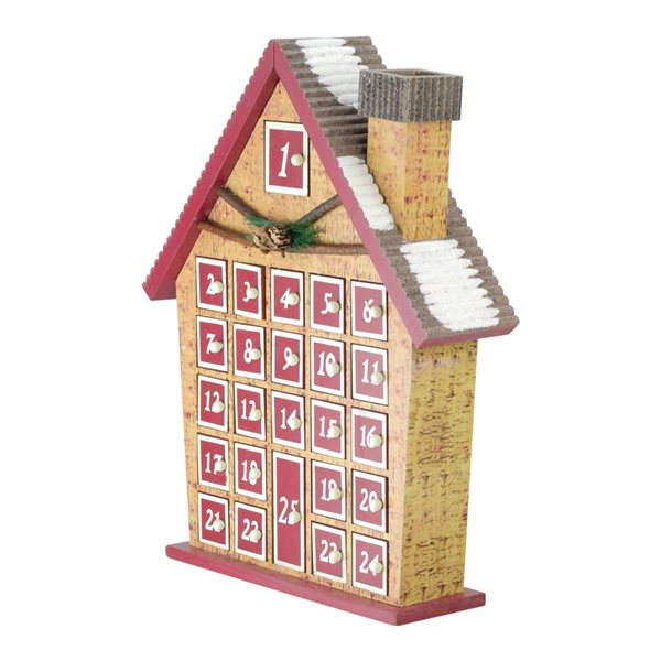 Northlight Red and Beige 15-in House with Advent Calendar Christmas Tabletop Decoration