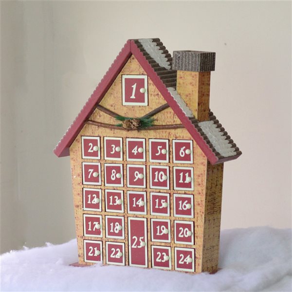 Northlight Red and Beige 15-in House with Advent Calendar Christmas Tabletop Decoration