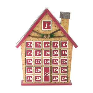 Northlight Red and Beige 15-in House with Advent Calendar Christmas Tabletop Decoration
