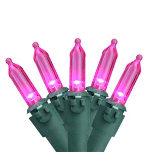 Northlight 100-Count Constant Pink LED Electrical-Outlet Indoor/Outdoor 33-ft Christmas String Lights