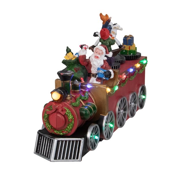 Northlight Red and Black 6-in LED Lighted Musical Christmas Train with Santa Tabletop Decoration