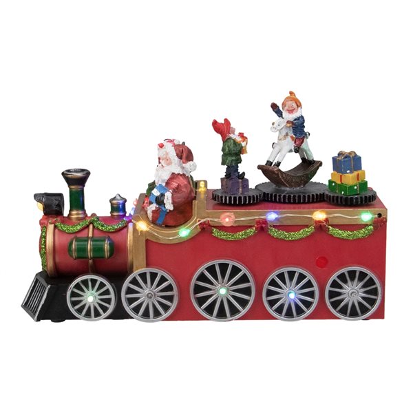 Northlight Red and Black 6-in LED Lighted Musical Christmas Train with Santa Tabletop Decoration