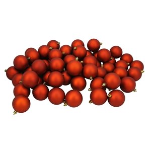 Northlight Shatterproof Matte Christmas Ball Ornaments - 2.5-in - Burnt Orange - 60 Piece