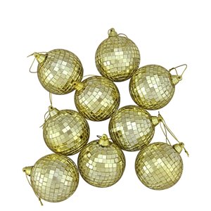 Northlight Glamour Disco Mirrored Christmas Ball Ornaments - 2-in - Gold - 6 Piece