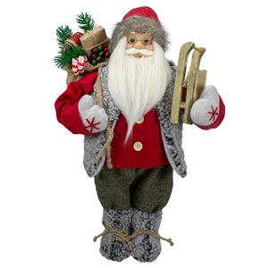 Northlight Red 18-in Santa Figure Carrying Presents and Sled Tabletop decoration